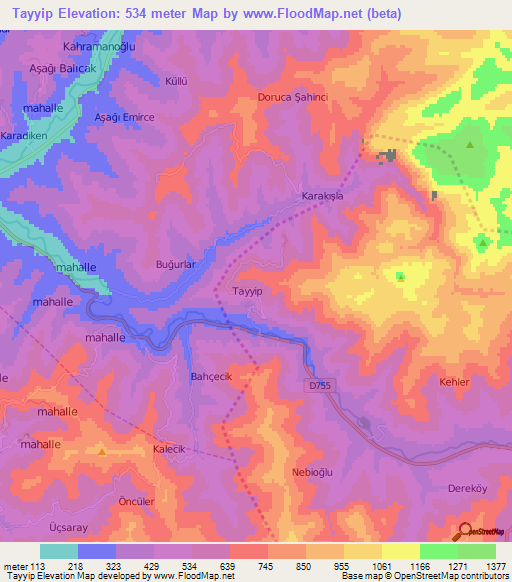 Tayyip,Turkey Elevation Map