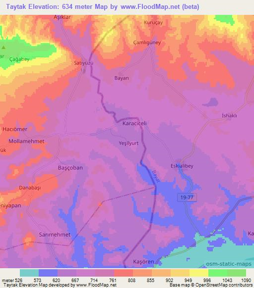 Taytak,Turkey Elevation Map