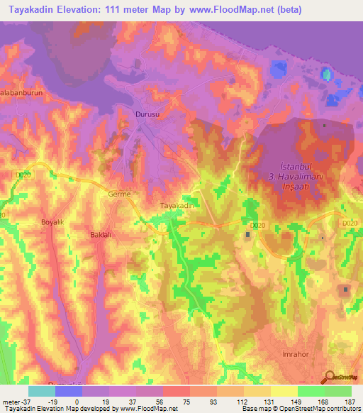 Tayakadin,Turkey Elevation Map