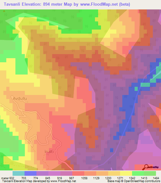 Tavsanli,Turkey Elevation Map