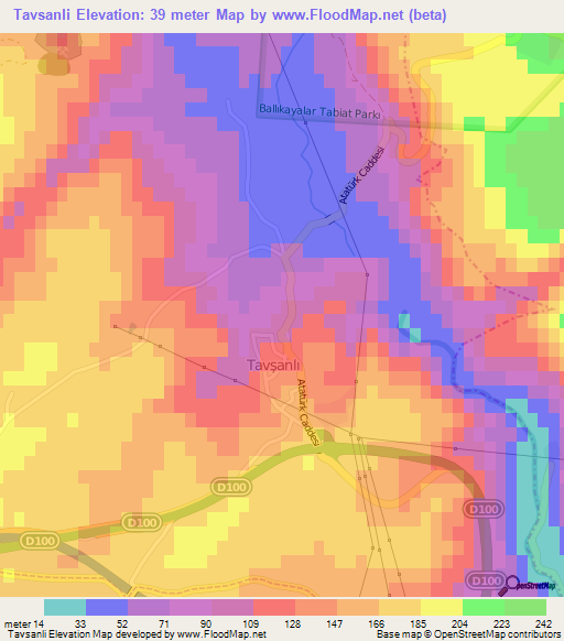 Tavsanli,Turkey Elevation Map