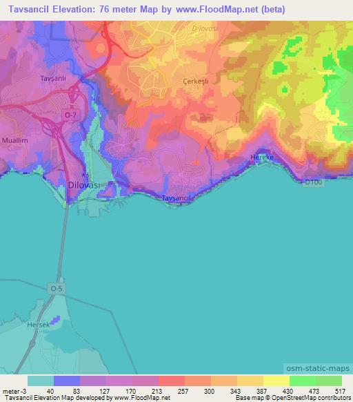 Tavsancil,Turkey Elevation Map