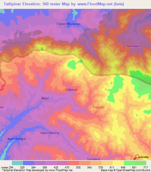 Tatlipinar,Turkey Elevation Map