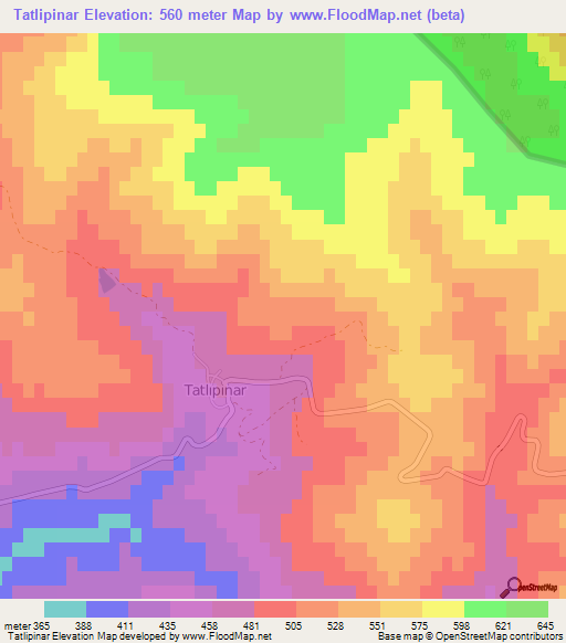 Tatlipinar,Turkey Elevation Map