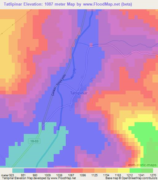 Tatlipinar,Turkey Elevation Map