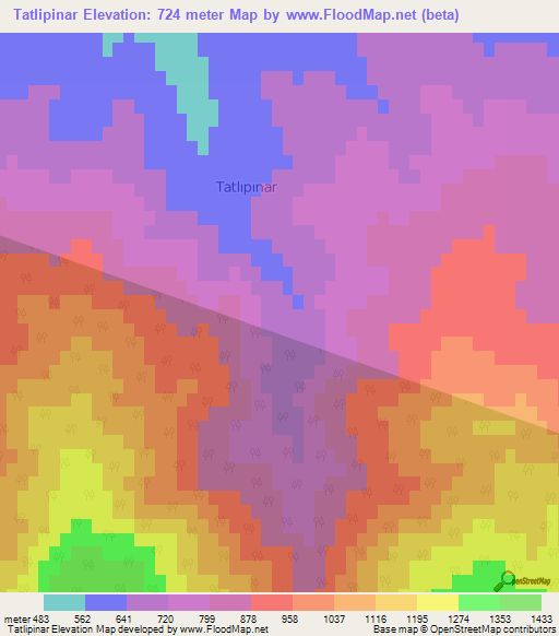 Tatlipinar,Turkey Elevation Map