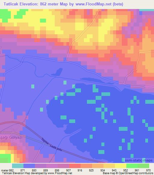 Tatlicak,Turkey Elevation Map