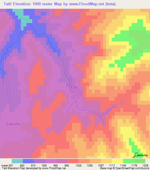 Tatli,Turkey Elevation Map