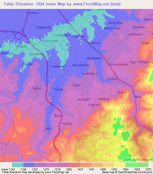 Tatlar,Turkey Elevation Map