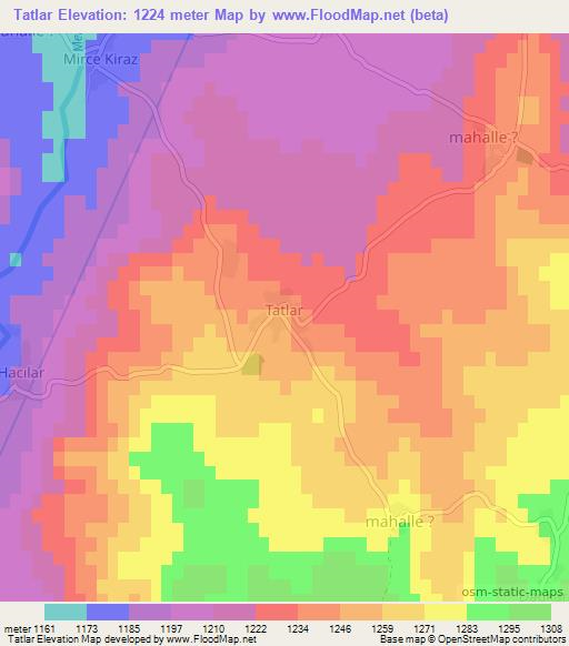 Tatlar,Turkey Elevation Map