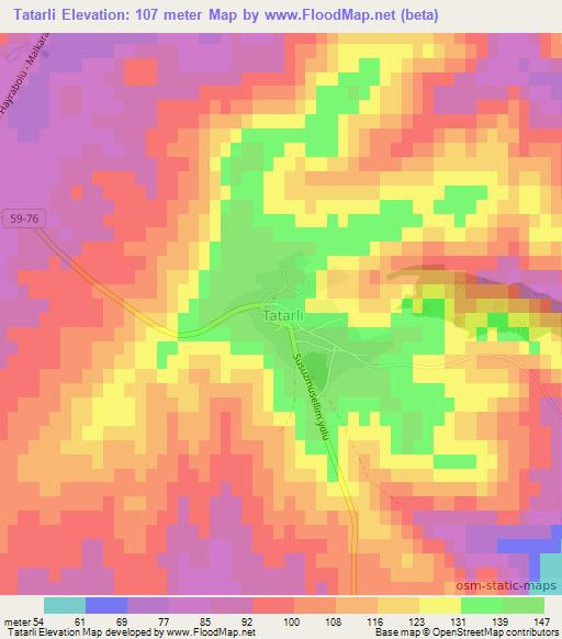 Tatarli,Turkey Elevation Map