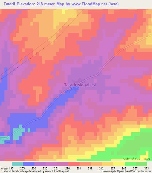 Tatarli,Turkey Elevation Map