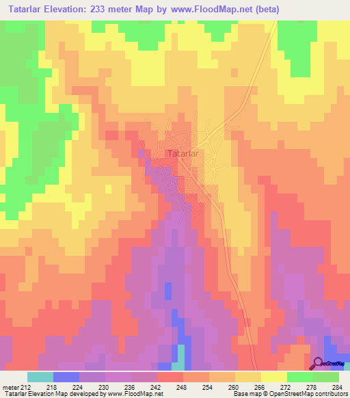 Tatarlar,Turkey Elevation Map