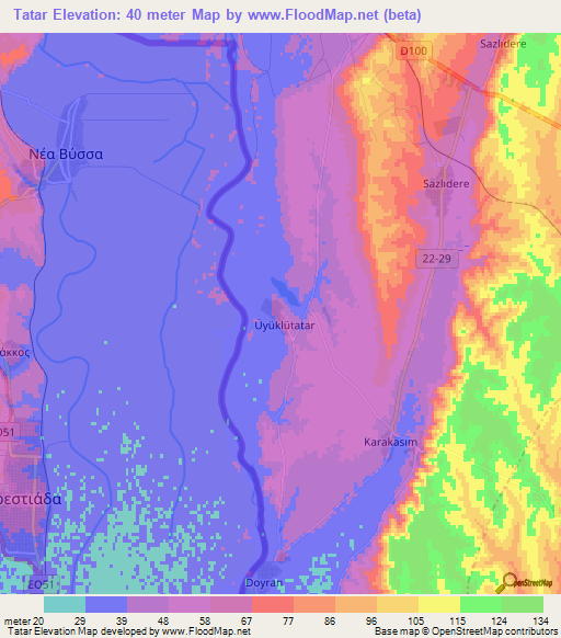 Tatar,Turkey Elevation Map