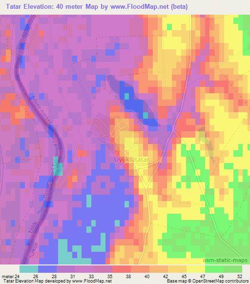 Tatar,Turkey Elevation Map