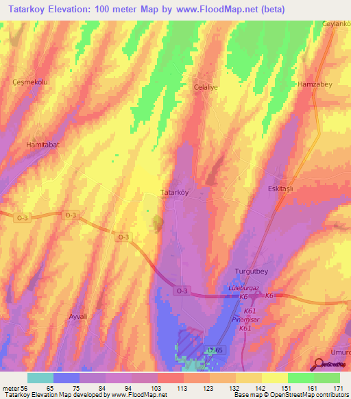 Tatarkoy,Turkey Elevation Map