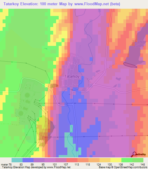 Tatarkoy,Turkey Elevation Map