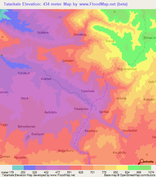 Tatarkale,Turkey Elevation Map