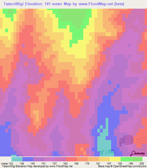 Tatarciftligi,Turkey Elevation Map