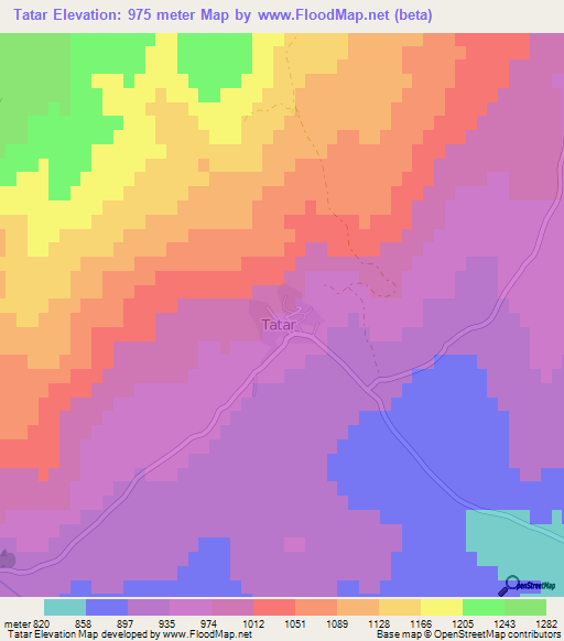 Tatar,Turkey Elevation Map