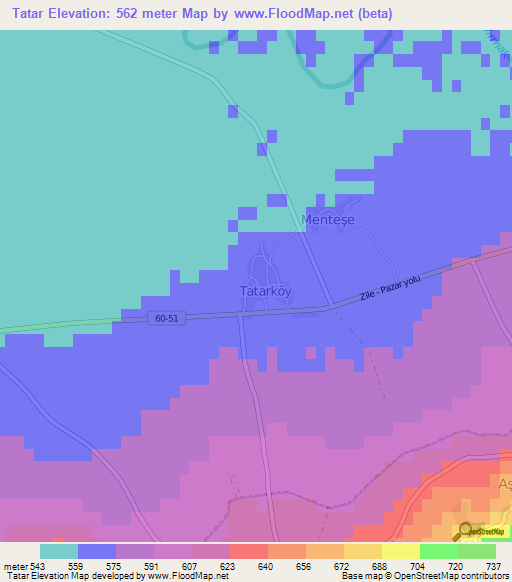 Tatar,Turkey Elevation Map