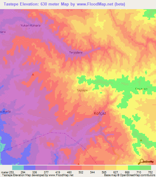 Tastepe,Turkey Elevation Map