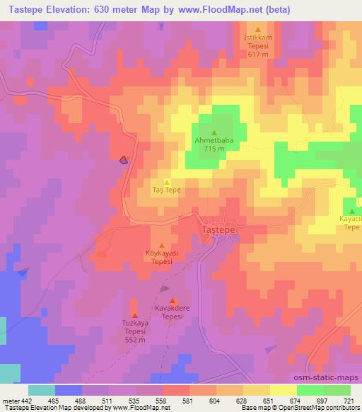 Tastepe,Turkey Elevation Map