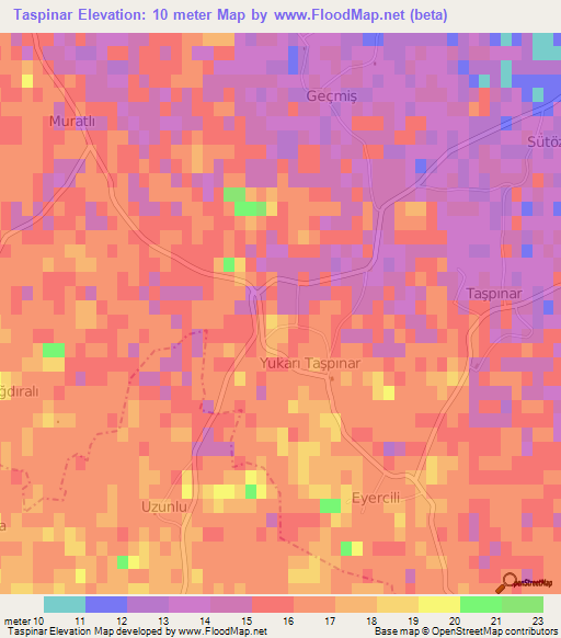 Taspinar,Turkey Elevation Map