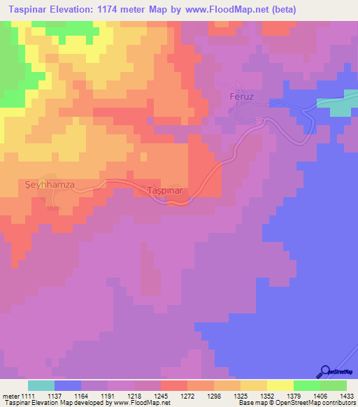 Taspinar,Turkey Elevation Map