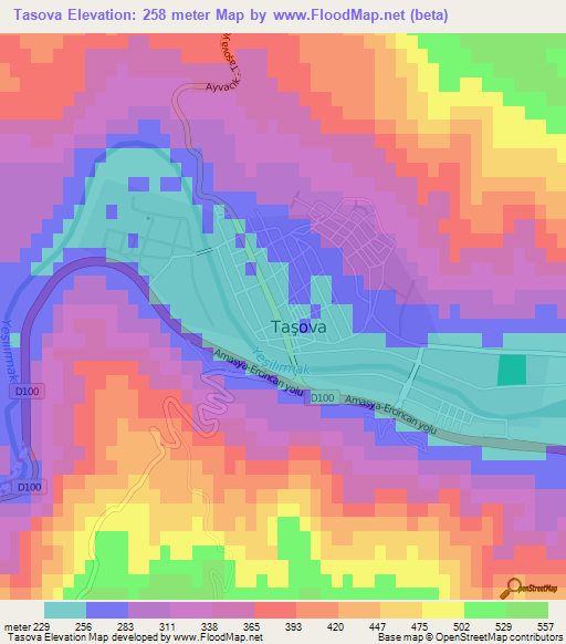 Tasova,Turkey Elevation Map