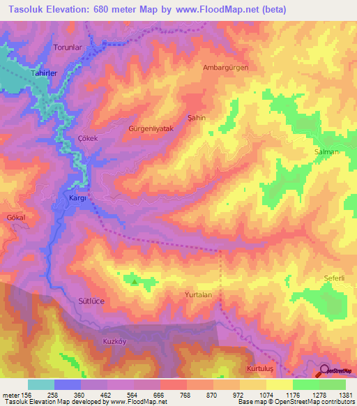 Tasoluk,Turkey Elevation Map