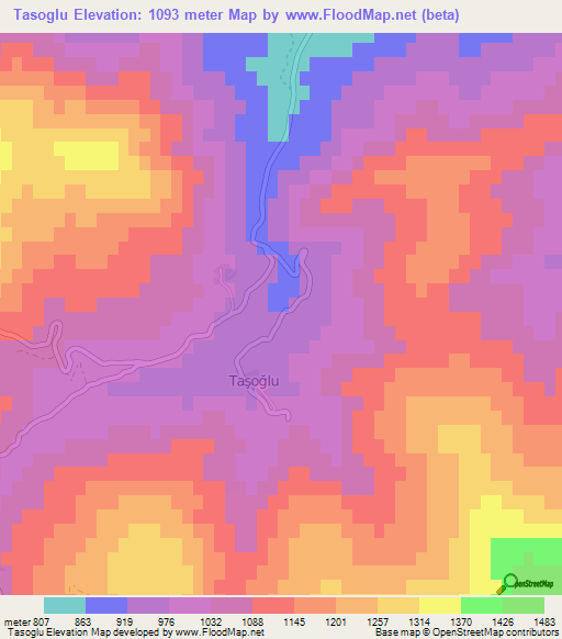 Tasoglu,Turkey Elevation Map