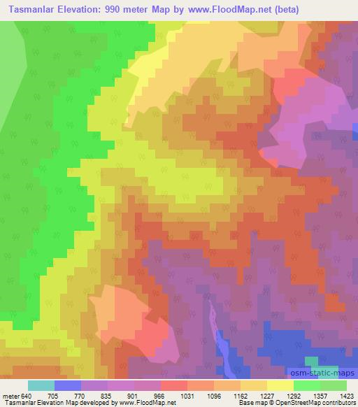 Tasmanlar,Turkey Elevation Map