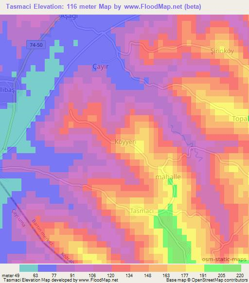 Tasmaci,Turkey Elevation Map