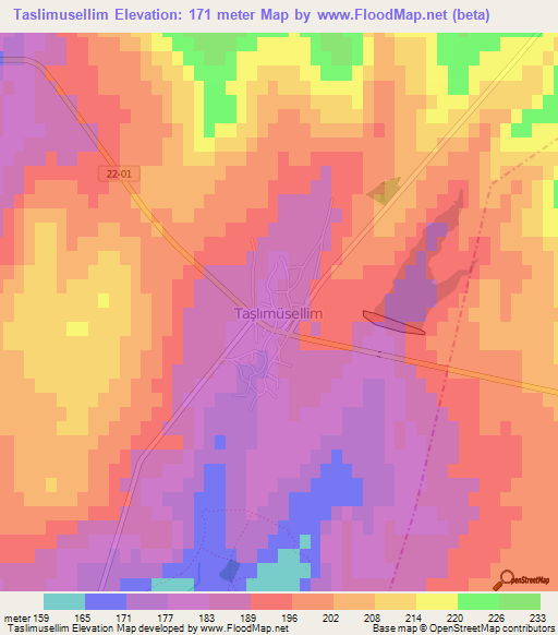 Taslimusellim,Turkey Elevation Map