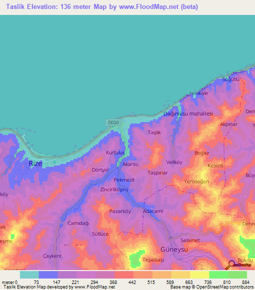 Taslik,Turkey Elevation Map