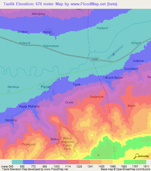 Taslik,Turkey Elevation Map