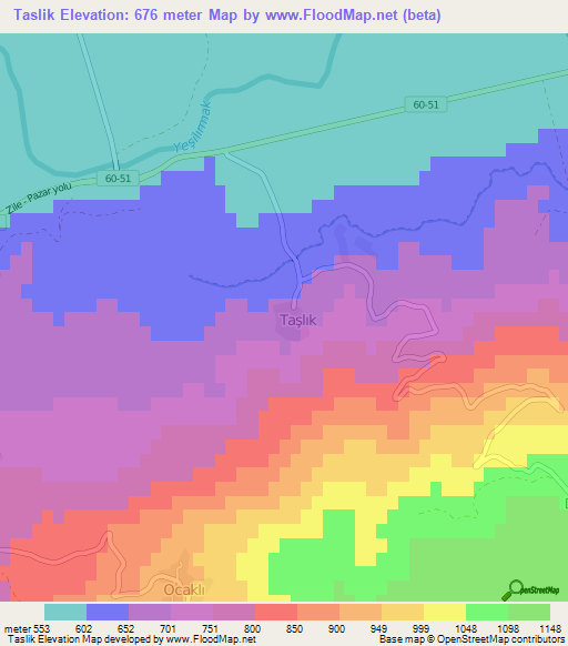 Taslik,Turkey Elevation Map