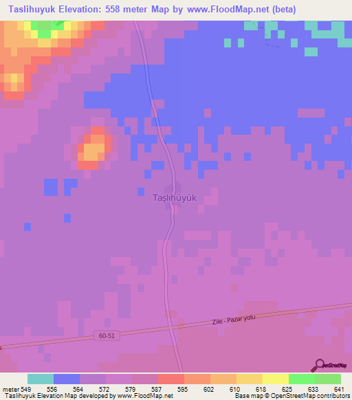 Taslihuyuk,Turkey Elevation Map