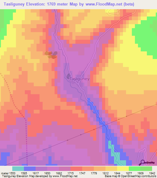 Tasliguney,Turkey Elevation Map