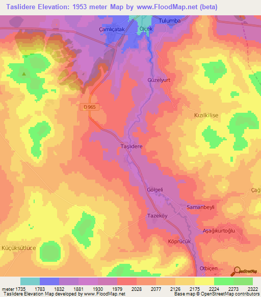 Taslidere,Turkey Elevation Map