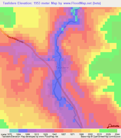 Taslidere,Turkey Elevation Map