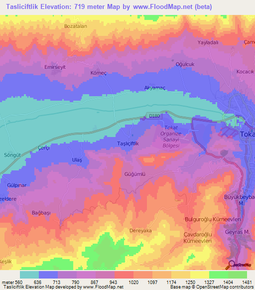 Tasliciftlik,Turkey Elevation Map