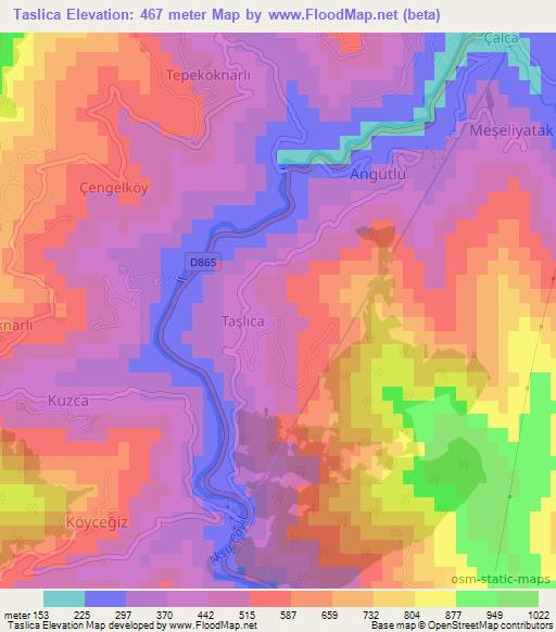 Taslica,Turkey Elevation Map