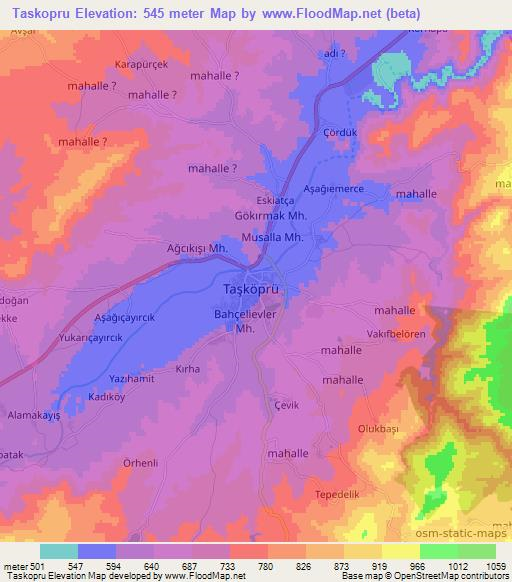 Taskopru,Turkey Elevation Map
