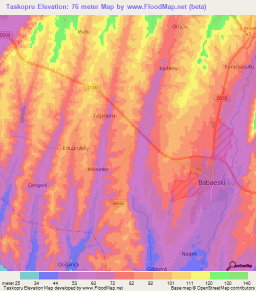 Taskopru,Turkey Elevation Map