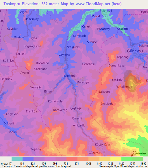 Taskopru,Turkey Elevation Map