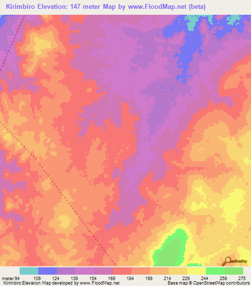 Kirimbiro,Tanzania Elevation Map