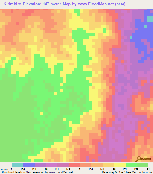 Kirimbiro,Tanzania Elevation Map