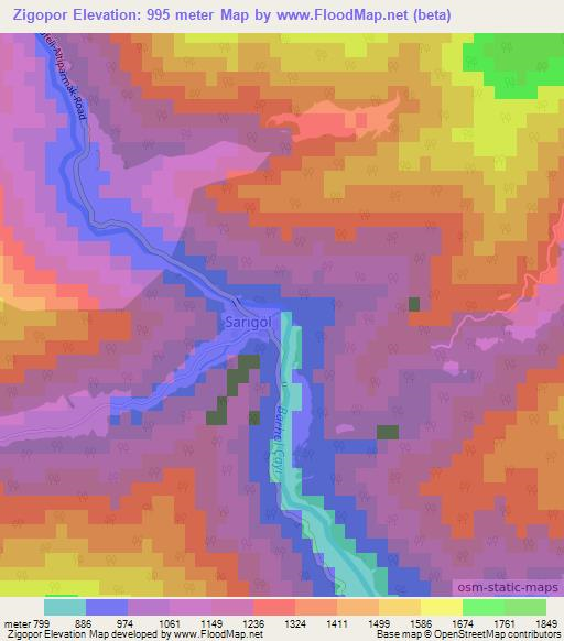 Zigopor,Turkey Elevation Map